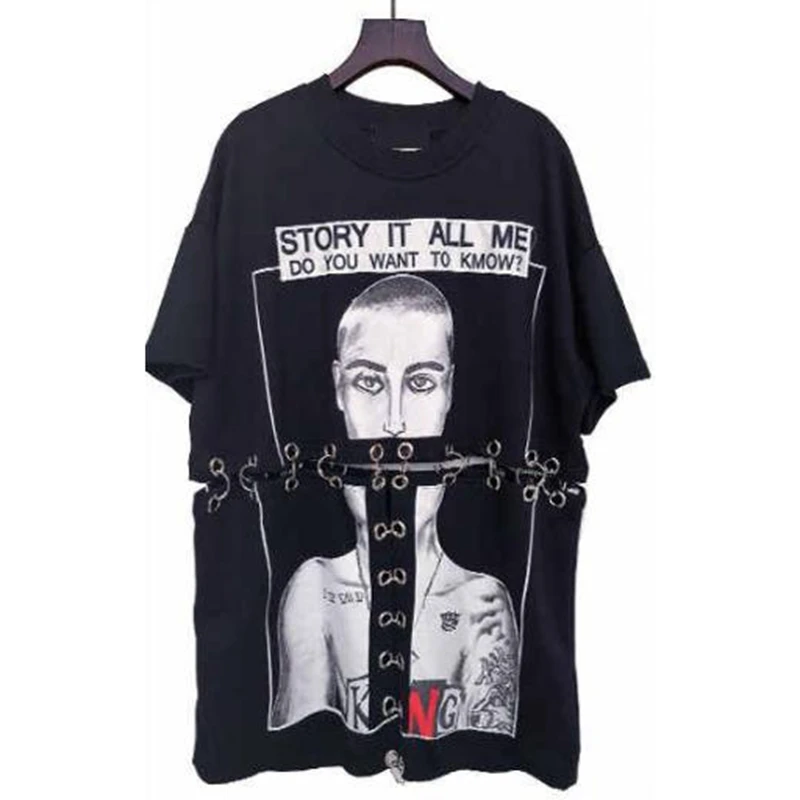 

Women Short Sleeve T-shirts Y2k Clothes Cotton Anime Top Tees Hollow Out Metal Ring футболка оверсайз Graphic Tee