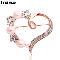 fashionable temperament pearl corsage pin clothing alloy heart shaped brooch pin for women jewelry
