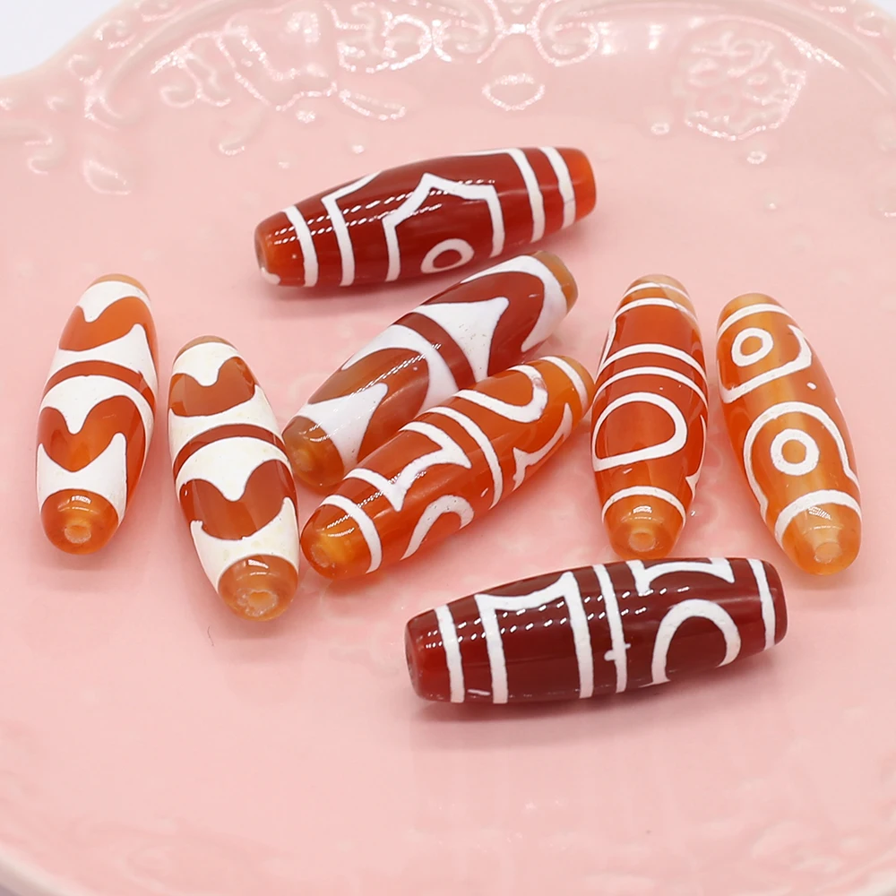 

New Natural Agates Bead Punched Natural Divination Stone Loose Beaded for Making DIY Jewerly Necklace Earrings Gift 12x38mm
