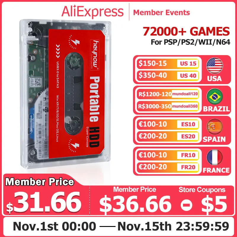 

TSINGO 2T Портативный жесткий диск Batocera 72000 + игра 80 + Имитаторы Plug and Play для PS3/PS2/PS1/WII/Wii u/SS/N64/SNES для супер консоли/ПК