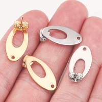 10pcs 9 518 5mm gold stainless steel oval base earrings diy connector for earring pendants jewelry supplies making accessories