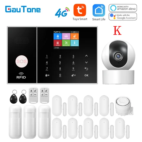 Система охранной сигнализации GauTone 3G 4G GSM WIFI для дома и бизнеса Многоязычная умная жизнь Tuya управление через приложение работает с Alexa