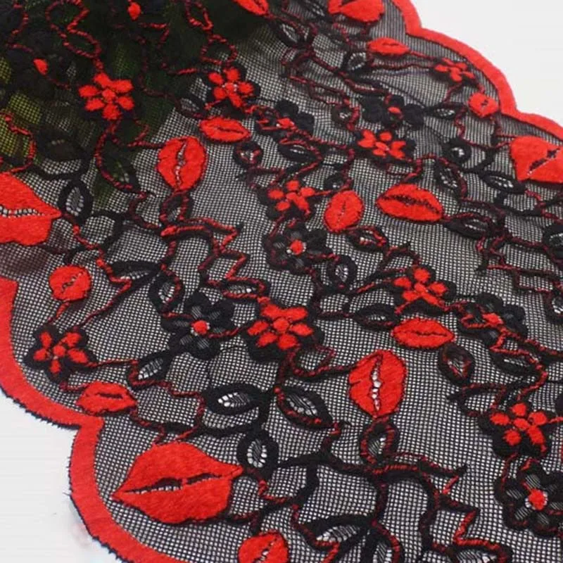 Сетчатая эластичная кружевная бейка с вышивкой 1 ярд