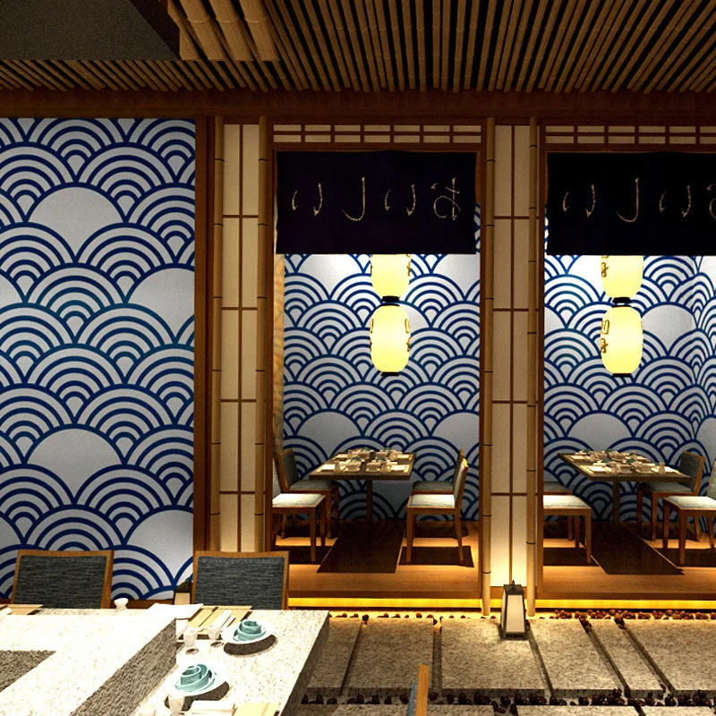 

Japanese decoration Japanese style personalized Japanese cuisine Ramen sushi shop wave ukiyo wallpaper