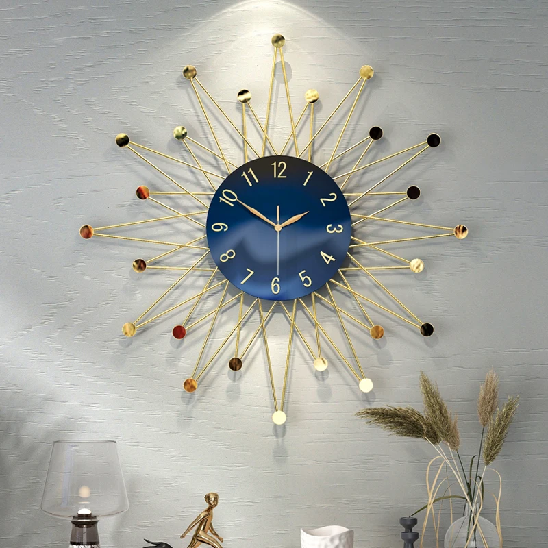 

Round Kitchen Wall Clock Modern Design Luxury Digital Metal Wall Art Decor Living Room Creative Horloge Murale Wall Decor