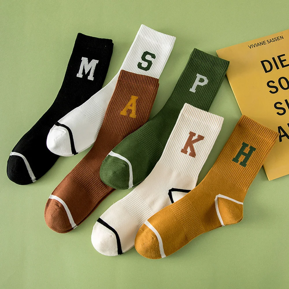 

1Pair Solid Color Socks Woman Summer Stockings Blue Capital Letter Candy Color Socks Woman Korean Fashion Cotton Socks