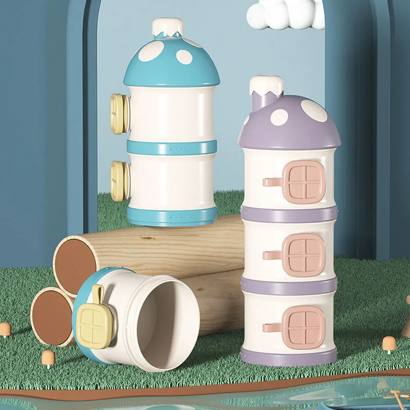 

Cartoon Baby Portable Food Storage Box 3 Layers Toddle Snacks Container Children Infant Milk Powder Box Baby Feeding Cups