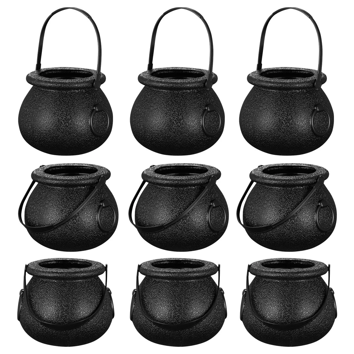 

10Pcs Black Cauldron Candy Bucket Witch Kettle Trick- or- Treat Candy Pail Holder Candy Bowl Party Favor Supplies