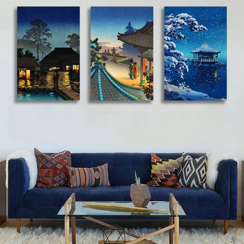 

Japanese landscape retro art canvas painting cartoon poster office wall painting living room bedroom home decoration mural