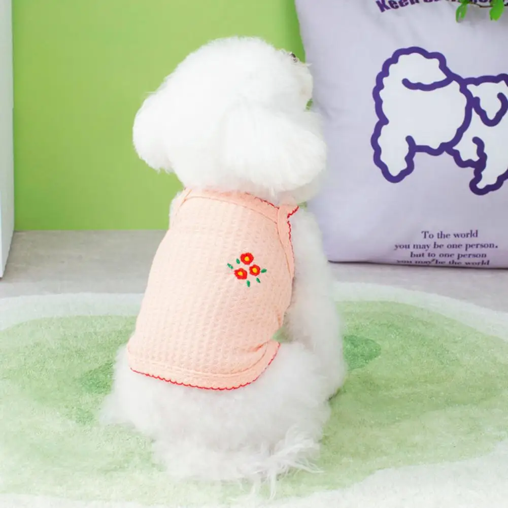 

Dog Blouse Pretty Bright Color Breathable Flower Embroidery Pet Puppy Dog Vest Top Pet Supplies Dog Vest Pet T-shirt