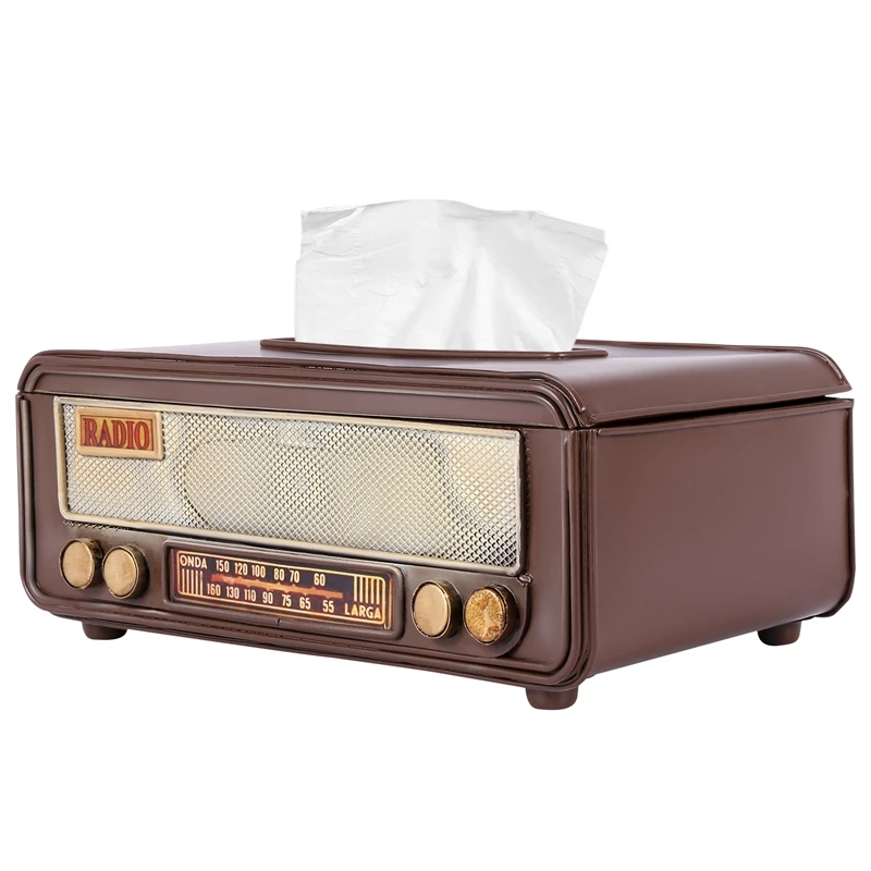 

Retro Radio Shape Tissue Box Napkin Storage Box Container Tissue Holder Tissue Box Home Bar Office