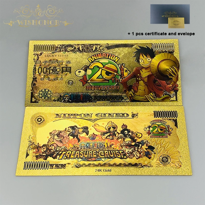 

Новинка 2023, Набор японских аниме банкнот, одна пластиковая аниме карта В позолоченном 24 карата для коллекции