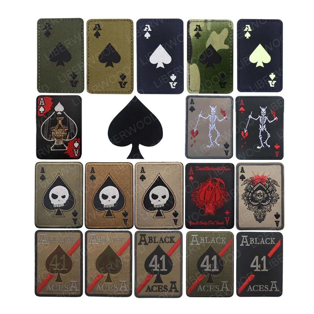 LIBERWOOD тактический значок с вышивкой Ace of Spades Death Card военная эмблема в стиле панк
