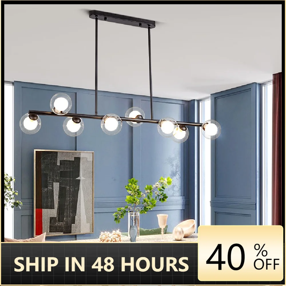 

G9 Gold Or Black LED Chandelier Modern Simple Clear Glass Ball Long Pendant Lamp For Dining Room Bar Coffee Resataurant Office