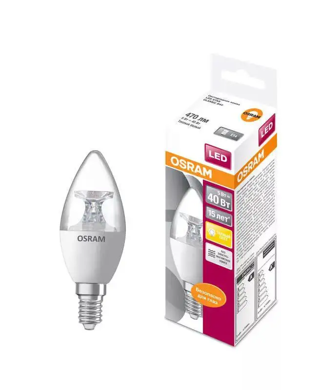 LED light bulb led 5.4 W E14 LS clb40 warm-white transparent candle Osram | Лампы и освещение