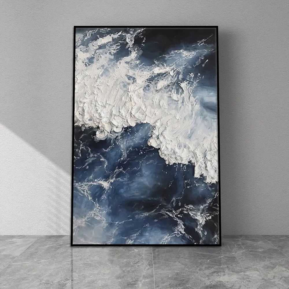 

Abstract Knife 3D Wave Pictures Oil Painting No Frame Handmade On Canvas Hanging For Living Dinner Room Bedroom Wall Deco Art