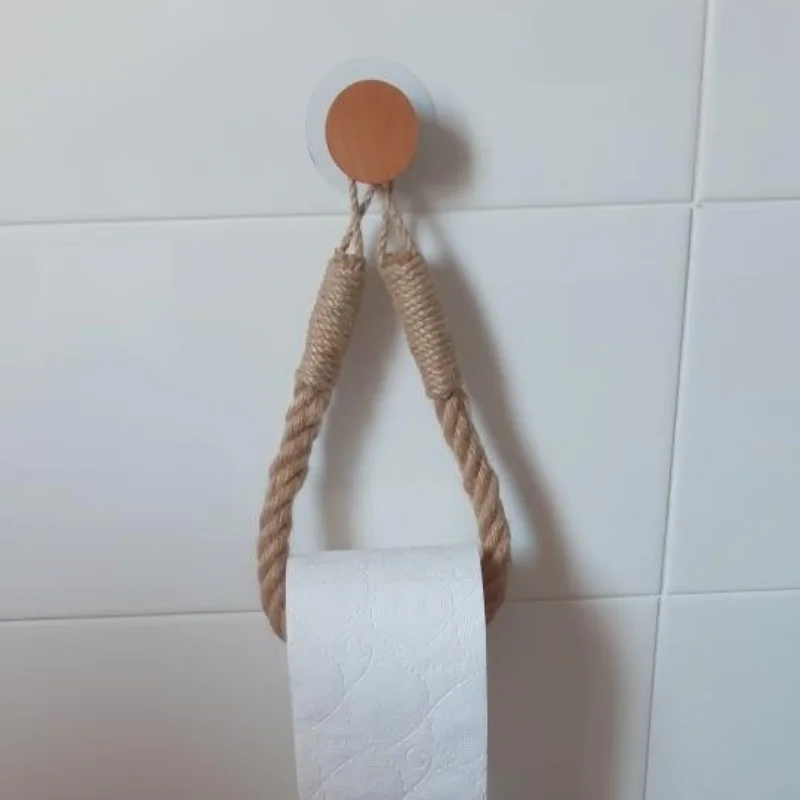 

Wall-mounted Rope Toilet Paper Roll Holder Retro Towel Rack for Home Boho Decoration washroom kitchen accessoire