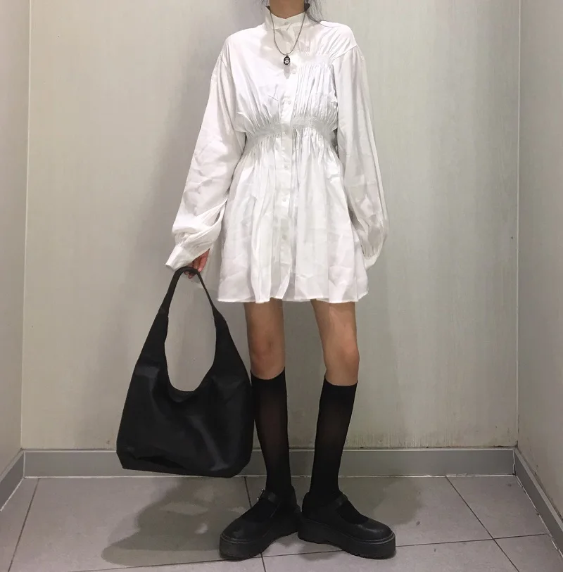 

Women Autumn Vintage Long Sleeve Dress Elegant Single Breasted High Waist Female Fashion Casual Solid Sexy Slim Tunic Mini Dress