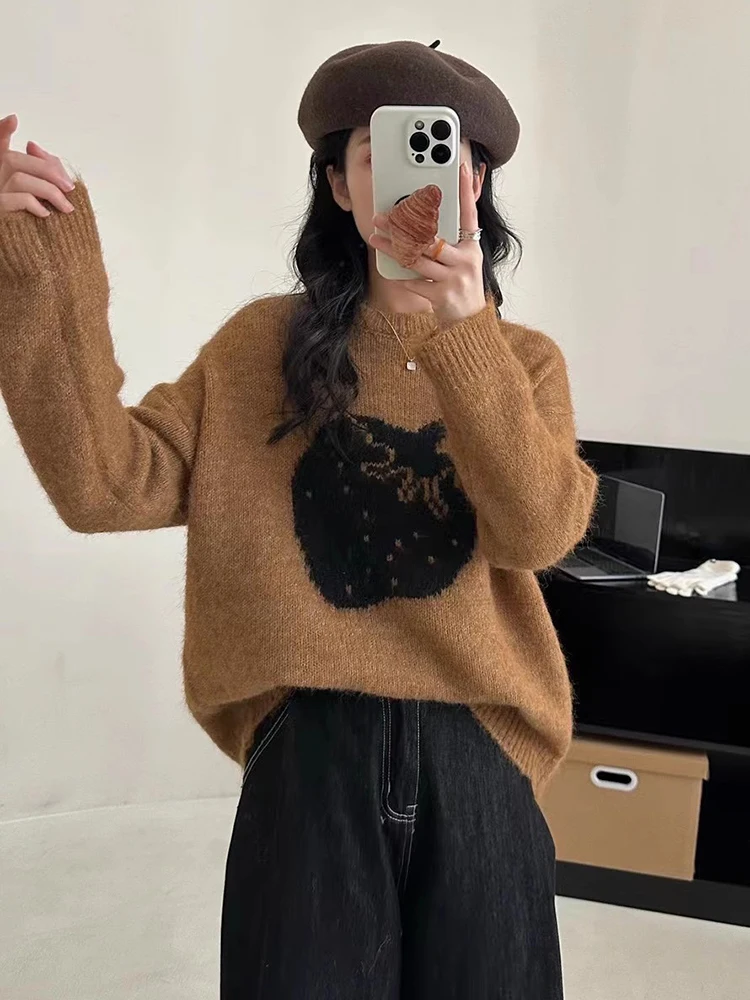 Милые клубничные свитера женские винтажные вязаные джемперы в консервативном