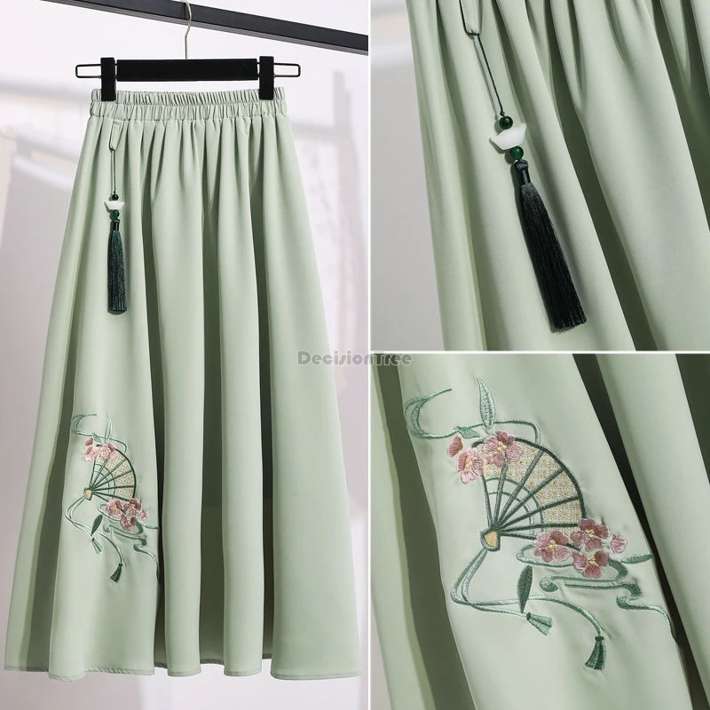 Женское винтажное платье с вышивкой длинная юбка поясом на резинке модель w920 в