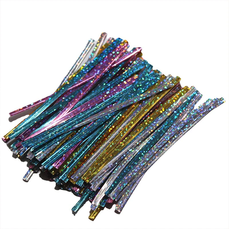 500 шт. твист Галстуки провод 10 см ярко-розовый синий золотой серебряный цвет