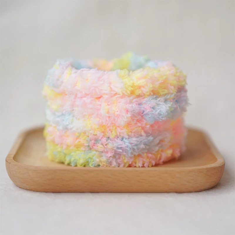 Градиентный цвет плюшевая шерсть железная проволока нить твист веревка лента