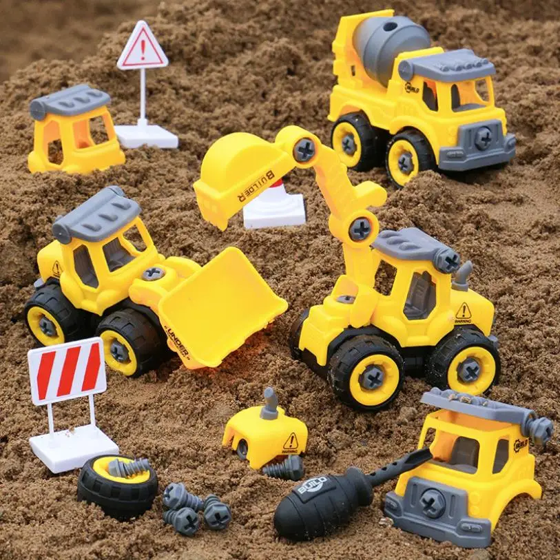 

1 Set Mini Construction Truck Assemble Excavator Bulldozer Set Kids Toy Nut Disassembly Education Toy Car Model for Child