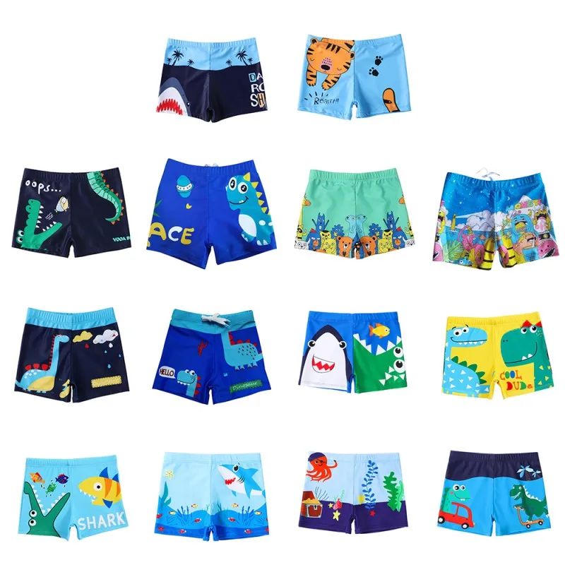 3-8 Years Children Beach Shorts Cartoon Print Toddler Boys Swimsuit Board Shorts Boys Bathing Suit Swimwear Summer Swimming Pant