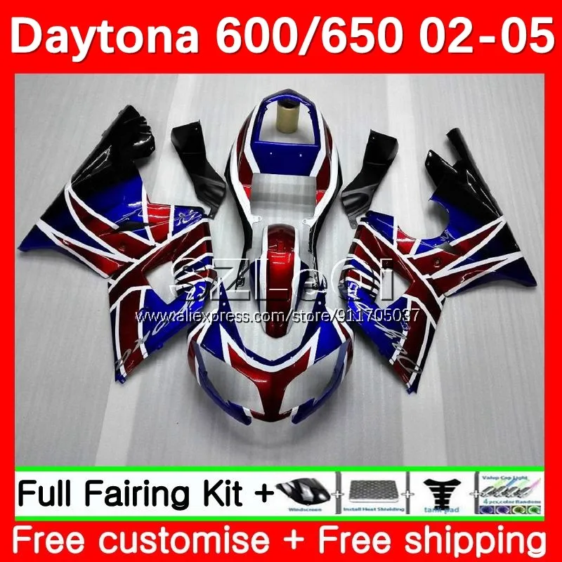 

Body For Triumph Daytona600 flag blue red Daytona 650 Daytona 600 650 02 03 04 05 Daytona650 2002 2003 2004 2005 Fairing 21LQ.12