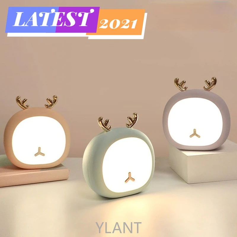 

2021 милый ночной Светильник для домашнего питомца, олень, кролик, нумерси, светильник для ребенка, бесступенчатый сенсорный USB Перезаряжаемы...