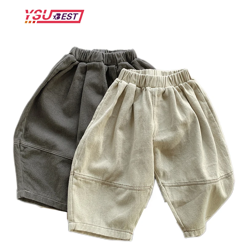Fashion Spring Autumn Boys Girls Pocket Trousers Slacks Stra