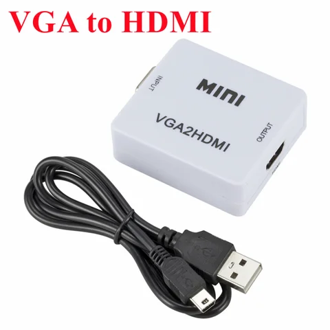 PzzPss портативный мини-конвертер VGA-HDMI-совместимый видеоконвертер 1080P HDMI-совместимый с аудиоадаптером VGA для ПК HDTV проектора