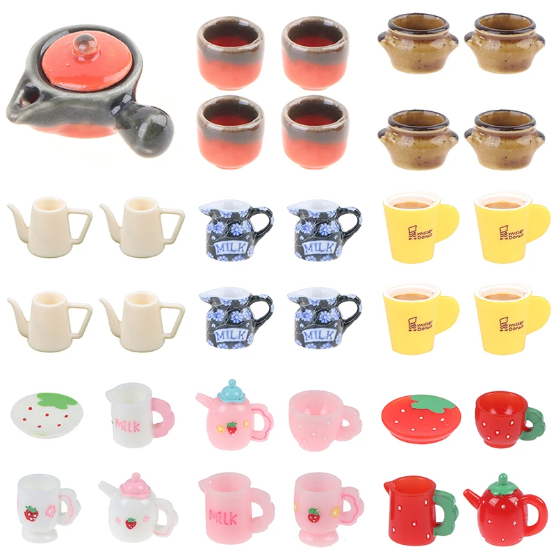

1/2/4pcs Mini Miniature Dollhouse Teapot Coffee Cup Kitchen Room Food Drink Home Tableware Decors Dolls Accessories