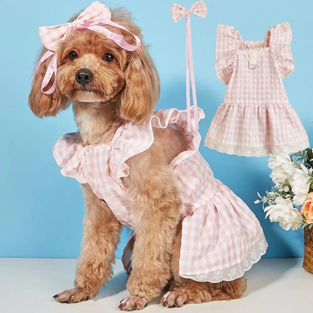 

Stylish Dog Dress Ruffled Sleeve Cute Outfit Cat Shirt Pet Dog Dress Summer Clothes Streetwear Pet Dress Puppy Costume