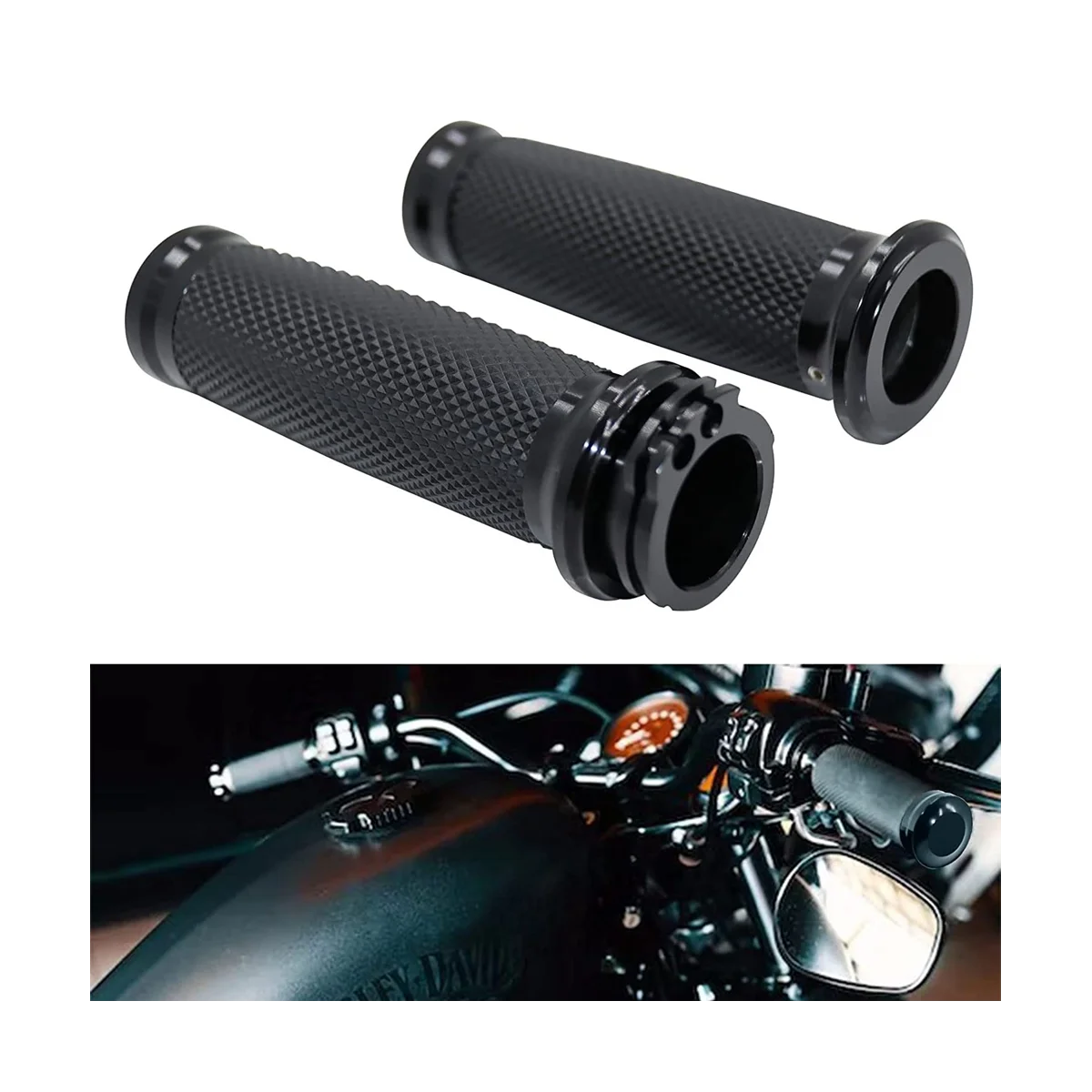 

Universal 1In 25Mm Hand Grips Motorcycle Handle Bar Handlebar for Harley Touring Sportster 883 1200 XR for Suzuki Black