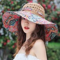 cokk summer hats for women sun hat protection wide brim floppy hat female bohemia style seaside beach sunhat straw foldable new
