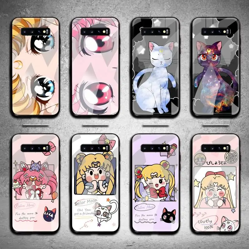 

Sailor Moon Phone Case Tempered Glass For Samsung S20 Plus S7 S8 S9 S10 Note 8 9 10 Plus
