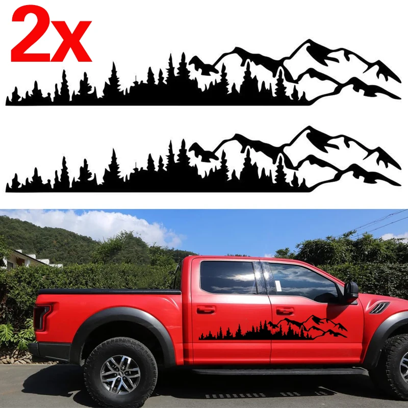 

Наклейка с изображением леса и гор, наклейка для стайлинга фургона, кемпера, боковой декор, наклейка на автомобиль, дом на колесах, виниловый декор, наклейка с автонастройкой