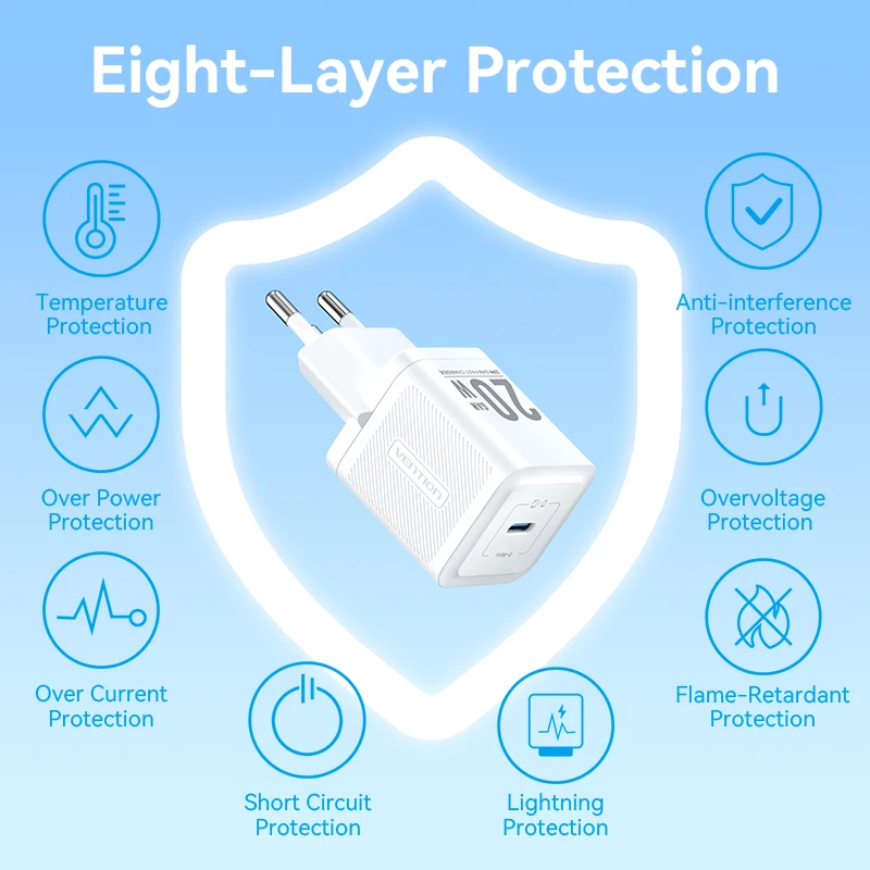 Фото Портативное зарядное устройство Vention 20W USB-C с быстрой зарядкой PD3.0 QC3.0 для iPhone 17 16 15 14 13 12 Pro Max 11 X 8 Plus №5