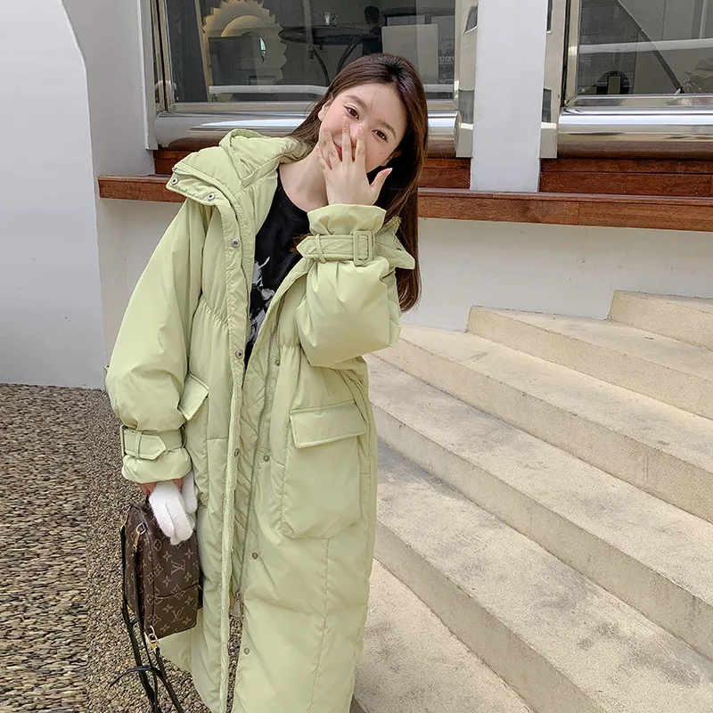 Winter Women's Cold Coat Parkas Long Hooded Padded Jacket Super Hot Coat Korean Fashion Loose Big Pocket Cheap Wholesale New