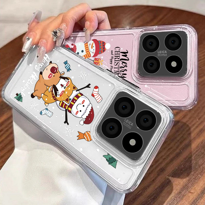 Прозрачный чехол с милым рисунком снеговика для Xiaomi Redmi Note 13 Plus Pro 12 11 5G Poco F6 X6 X5 13T 11T