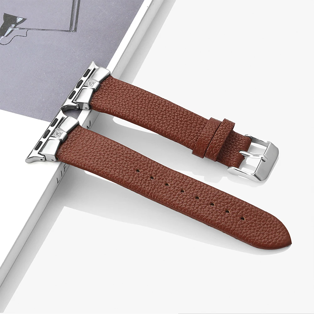 Metal Diamond + Leather Strap for Apple Watch Band 45mm 41mm 44mm 40mm 38mm 42mm Sports Bracelet Wristband for iWatch 8765432SE