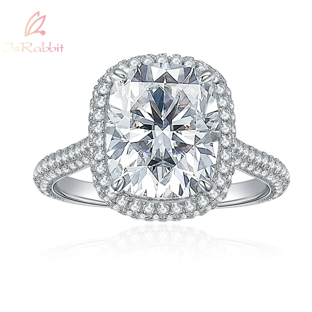 

IsRabbit 18K Gold Plated Cushion Cut 9*11MM D Moissanite Diamond Anniversary Ring 925 Sterling Silver Fine Jewelry Drop Shipping