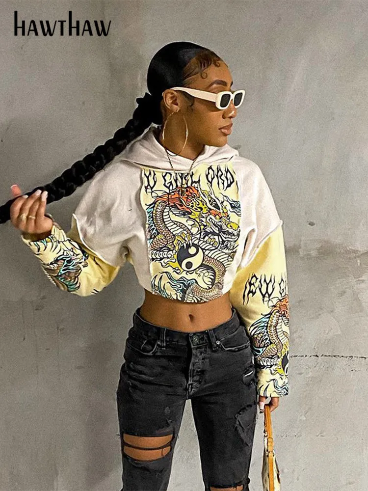 Женская модная уличная футболка Hawthaw с длинным рукавом топы толстовки свитшоты