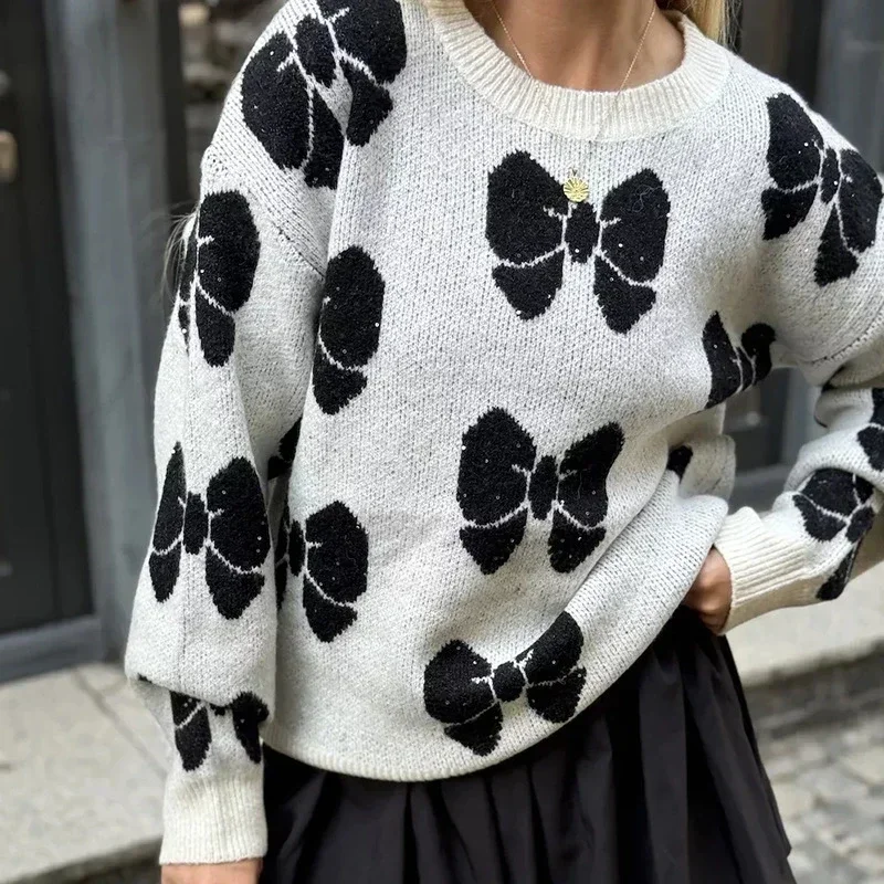 Женский пуловер с круглым вырезом свитер дизайнерские нишевые топы Свитер С