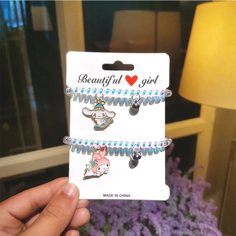 

Skateboard My Melody Cinnamoroll Cartoon Couple Bracelet Induction Magnet Attracts Sanrio Mermaid Phone Line Head Rope Gift