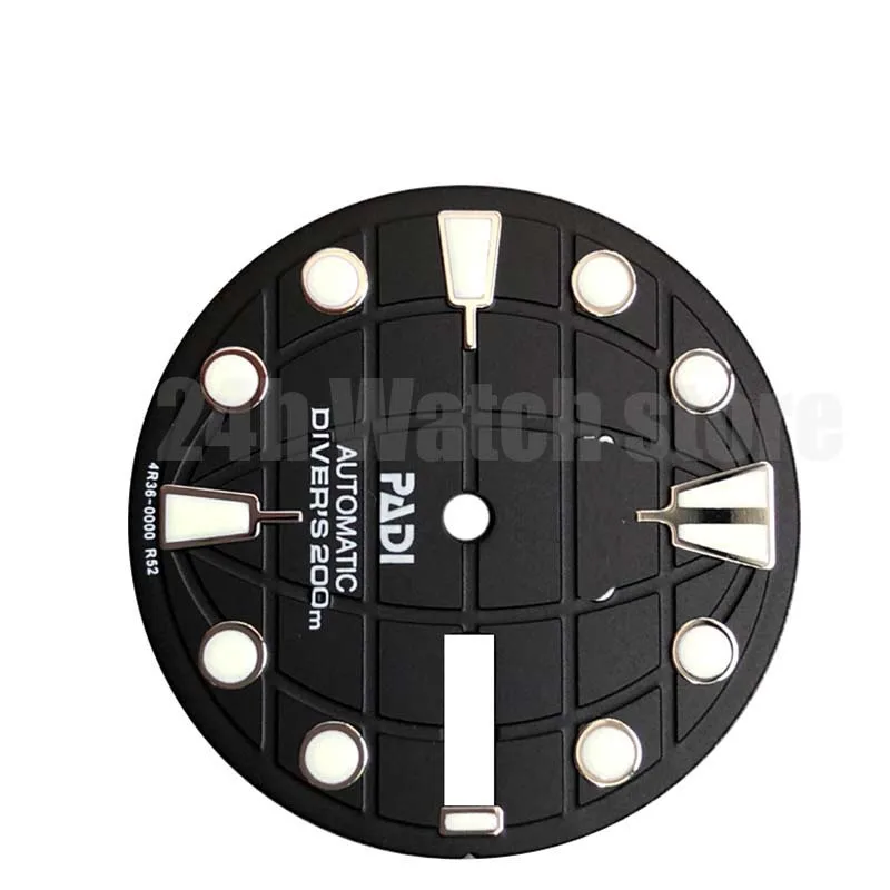 

Часовой циферблат NH36 C3 lume для спорта skx007/009 28,5 мм, черный циферблат для SEIK.daydate .. NH36 циферблат с логотипом s