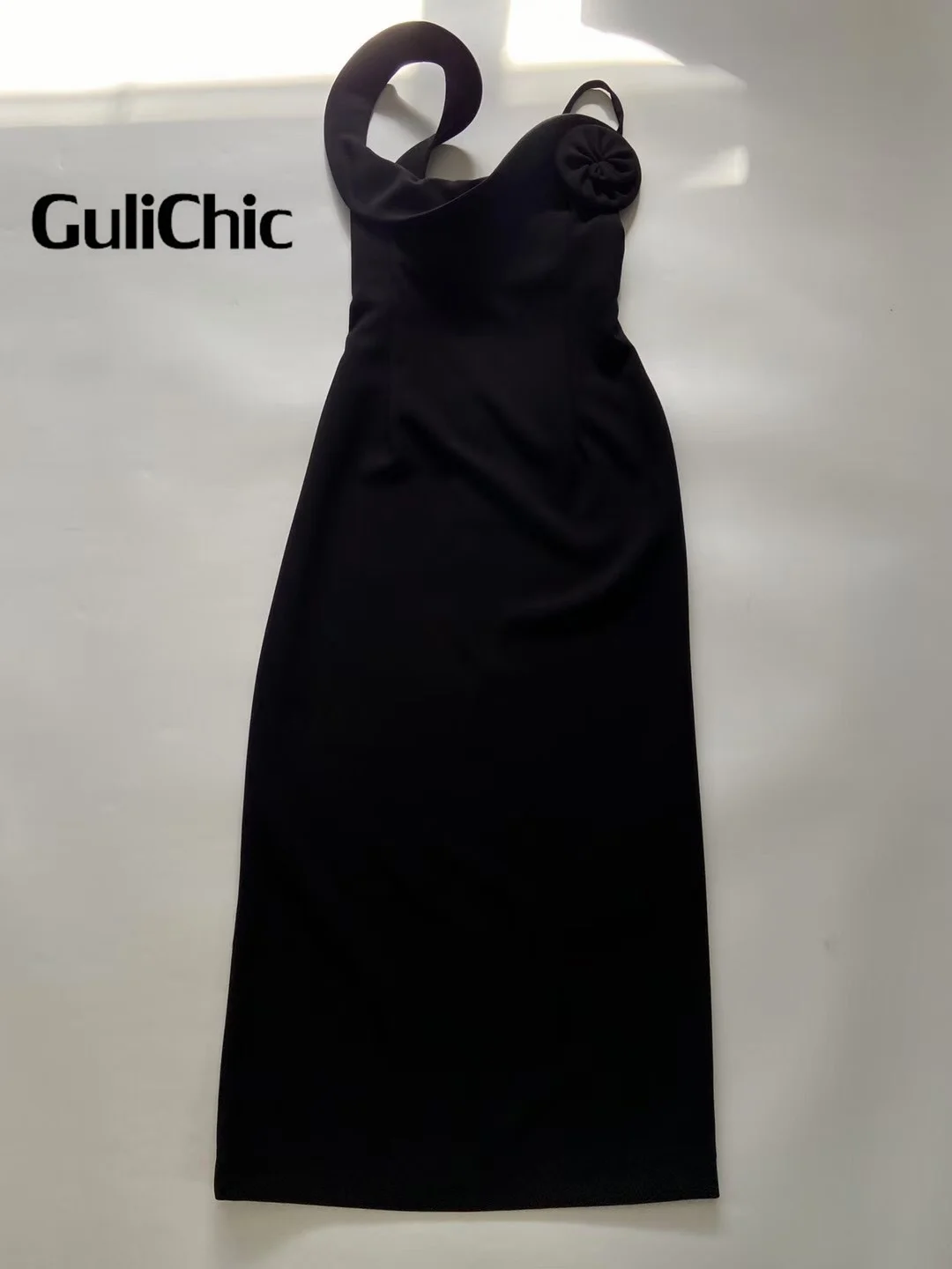 12.16 GuliChic женское сексуальное длинное платье с асимметричным ремешком и тонким