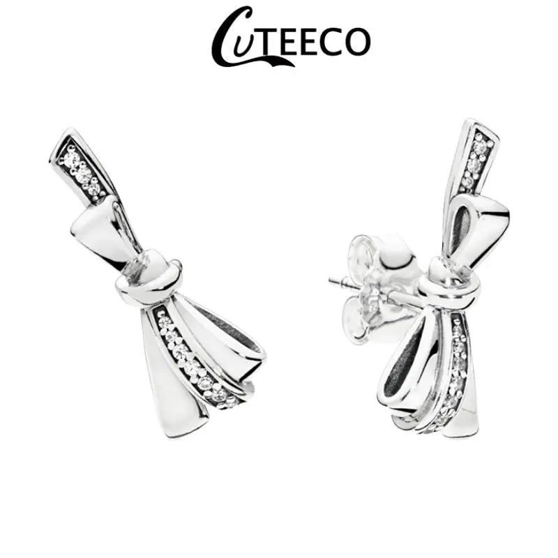 

Классические роскошные серьги-гвоздики с галстуком-бабочкой и белым цирконием для женщин, девушек, пар, влюбленных