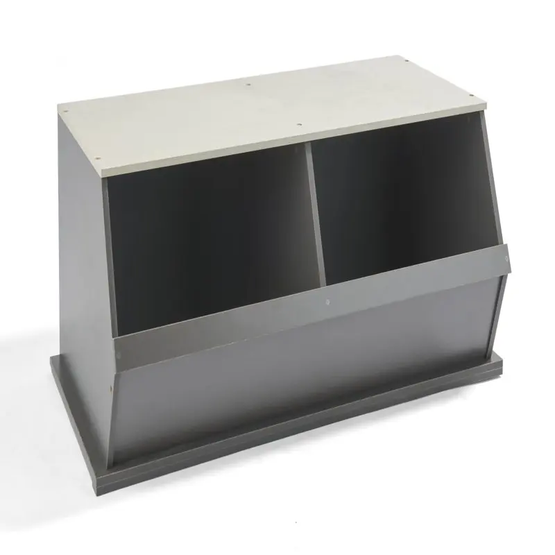 

Sturdy Stackable Bin Cubby Storage with Charcoal/Gray Woodgrain Finish - Providing You with a Stylish and Practical Storage Solu